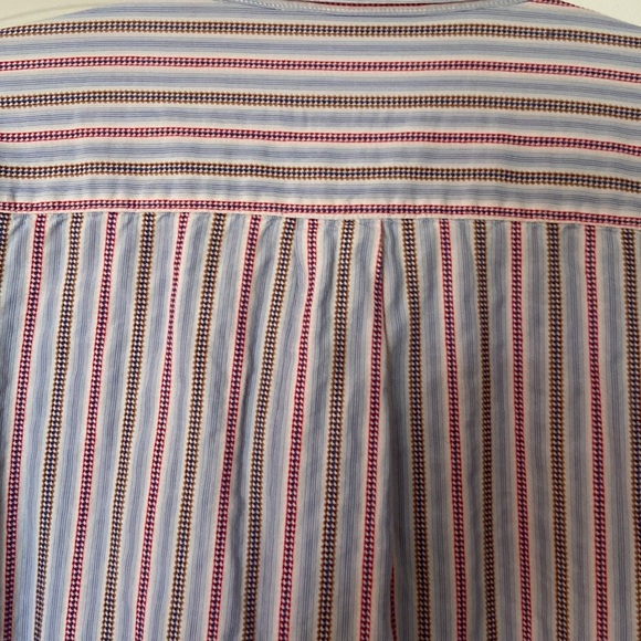 Men’s Alan Flusser red, blue thin pinstripe button  down shirt Size XL, nice - Picture 10 of 13